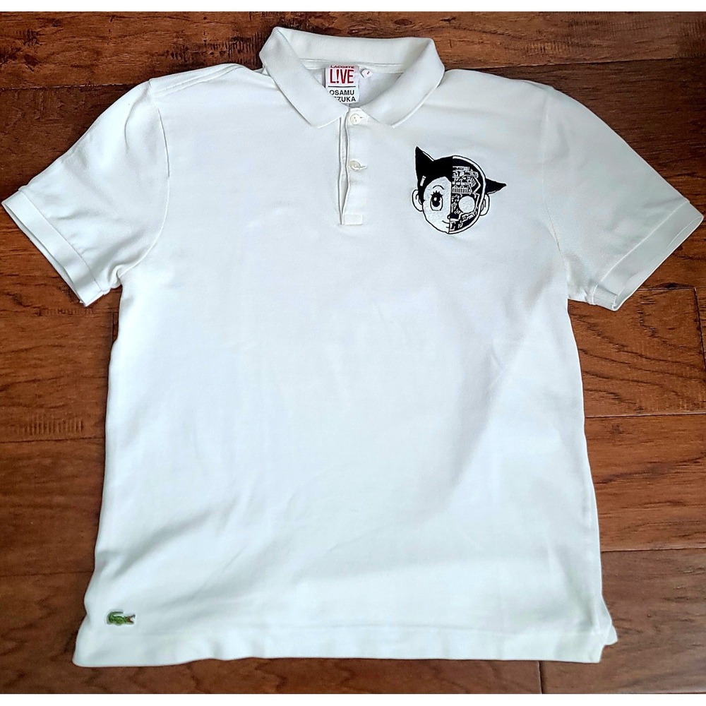 LACOSTE X OSAMU TEZUKA X ASTRO BOY Size 5 Women's White Pique Polo Shirt‎